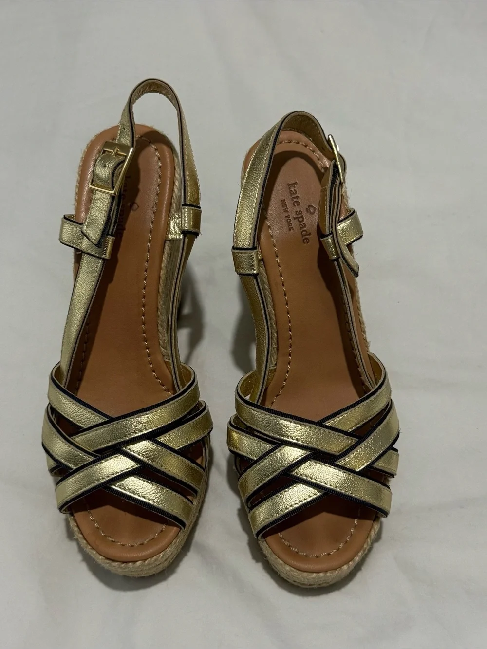 kate spade Metallic Gold Wedge Espadrille Sandals